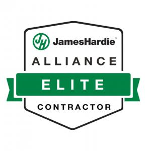 James Hardie Elite Preferred Contractor logo for certified siding installation and siding replacement by Hatch Homes in Charlotte NC