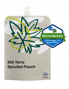 SIG announced today that it has been formally recognized by the Association of Plastic Recyclers (APR) for meeting the highest criteria under the APR Design® Guide for Plastics Recyclability. This recognition applies to SIG Terra RecShield BD spouted pouc