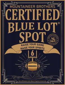 Certified Blue Lot® Spot™ program sign for bars and restaurants in West Virginia