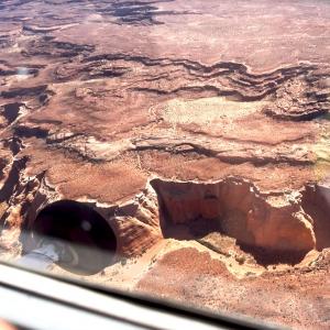 Aerial view of canyon formations in Northern Arizona as seen during a scenic flight.