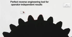 VisionGauge® reverse engineering tool is active tracing the contours of a part