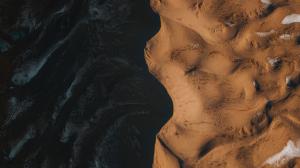 Gobi desert in winter - snow and waves