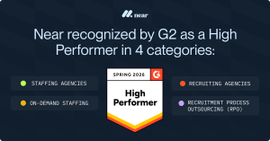  Near G2 High Performer badge for Spring 2026 in Staffing Agencies, Recruiting Agencies, On-Demand Staffing, and Recruitment Process Outsourcing