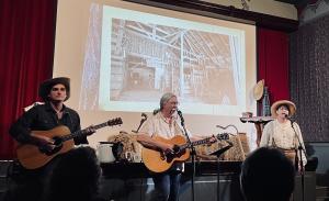 A view of how the stage presentation works at Sangamon Songs