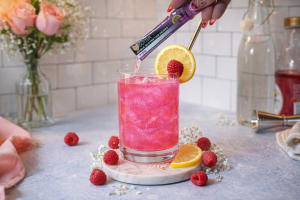 Single serve stick pack of pink edible glitter