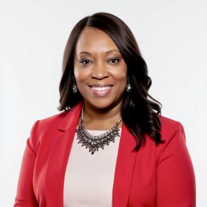 photo of woman in red suit