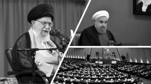 The Iranian regime's supreme leader Ali Khamenei (right) has purged the candidates of the rival faction close to the regime's president Hassan Rouhani (left) as the date of the sham parliamentary elections draws closer