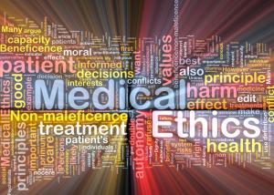 photo of a logo bright colors with main lettering saying Medical Ethics