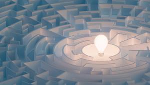 Conceptual photo representing dyslexia leadership showing a Maze and Lightbulb