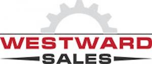 Logo for Westward Sales featuring the company name in red and black bold text beneath a gray industrial gear icon.