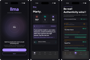 Screenshots of the llma app in the app store