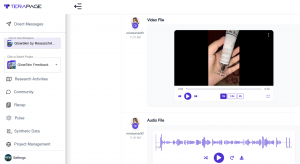 Video and audio documentation of participant responses on Terapage, capturing real-time thoughts, voices, and reactions as users share authentic product reviews through mobile ethnography in their natural environments.