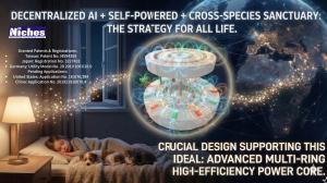 Decentralized, self-powered AI becomes a sanctuary for all life. GenerMotor's advanced multi-ring power core makes this vision real — one patent-protected HVDC unit at a time.