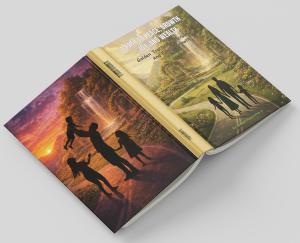 Open book display of A Path to Peace, Growth, Joy, and Wealth Volume 2 by Joseph Hyacinthe Jr., showing a family in a peaceful garden at sunset, symbolizing Christian marriage, relationships, discipline, resilience, and family growth.
