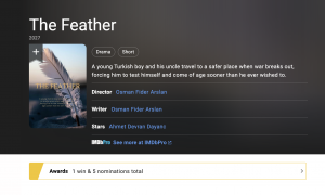 "The Feather" film announcement from Blockreel DAO featuring Dolby Vision production and distribution.