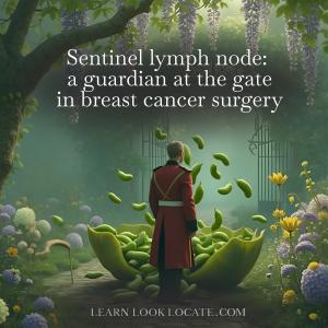 This image, fea in Learn Look Locate's neturedw guide, uses the sentinel lymph node as a guardian to highlight its vital role in breast cancer surgery and patient care.