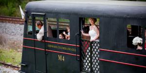 Brides who marry at SFHM can take cinematic photos on the landmark Doodlebug passenger train, which ran from 1937 through the 1950's.