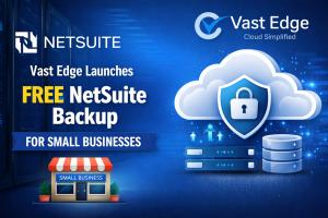Vast Edge free NetSuite backup service announcement with cloud security, data protection, and small business focus