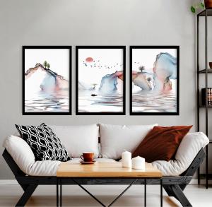 modern living room wall art set with abstract landscape prints by About Wall Art