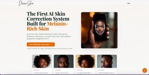 DreamSkin AI skincare platform for melanin-rich skin showing personalised skin analysis and routine recommendations
