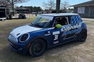 Chris Capaldi Racing’s Sneed Speed MINI Cooper B Spec race car at CMP ahead of the 2026 SCCA season.