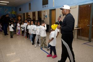Miquel Moe speaking to students at Black SONs Winter STEM Event 2025 in Baltimore
