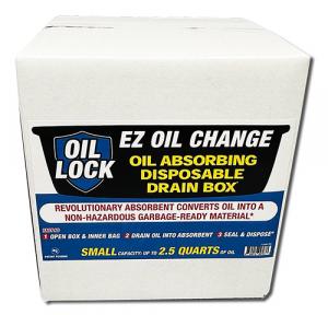 NEWLY PATENTED NO MESS OIL CHANGE DISPOSABLE DRAIN BOX CONVERTS OIL INTO A DISPOSABLE TRASH READY SOLID