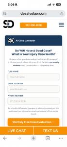 DeSalvo's AI Injury Case Evaluator Works on Mobile and Desktop