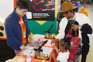 Visitors to the Taiwan pavilion made their own Chinese zodiac pin badges