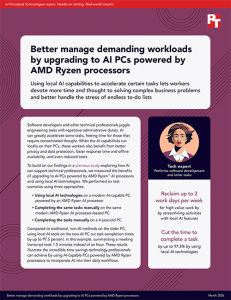 First page of a report titled: Better manage demanding workloads by upgrading to AI PCs powered by AMD Ryzen processors