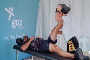 Participant getting post-run treatment at the GO2 Health tent, the official health partner of Run Army