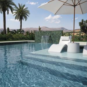 Kai Shelf Lounger, White (Set of Two) - Luxury Pool Lounge Chair at AquaBluMosaics.com