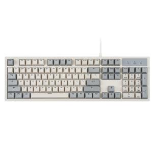 Full-size wired mechanical keyboard with a vintage-inspired two-tone beige and gray design, featuring quiet keys, function row, and numeric keypad.
