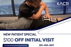 New Patient Special $100 Off Initial Visit - Chiropractor performing adjustment