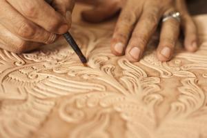 Abel Rios, a leather artisan, creates handmade leather goods that he sells at the Handmade.com online marketplace.