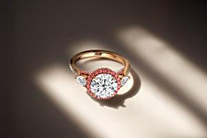With Clarity Engagement Ring with Lab Grown Pink Diamond Accents