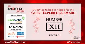 The Shortyz Awards 2026 Guest Experience Award shortlist badge featuring RENTAL12