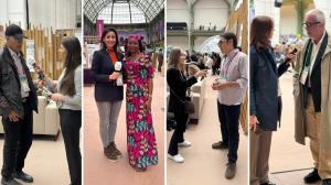 During ChangeNOW 2026, ALLATRA participants conducted interviews with distinguished guests of the summit. From left to right: Louie Psihoyos, Hindou Oumarou Ibrahim, Jeff Orlowski-Yang, and Dr. Antonio Ragusa