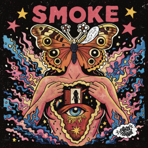 Album cover featuring body of a woman with a butterfly in place of her head and chest opening