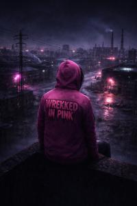 Wrekked In Pink overlooks the city at night