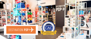 Interior of Destination PSP store with shelves of colorful toys, books, and educational materials in a bright, organized space.