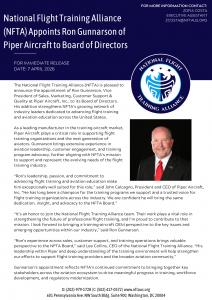 Professional headshot of Ron Gunnarson of Piper Aircraft, newly appointed to the National Flight Training Alliance Board of Directors.