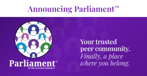 Parliament™ logo and launch announcement graphic by The Executive Initiative®
