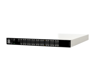 Front-facing view of a Smartoptics DCP-34D open line system chassis with multiple high-density optical ports in a 1RU form factor.