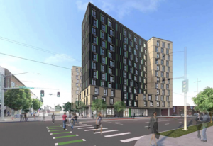 This is a rendering of the HollywoodHUB building that is under construction.