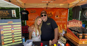 Meet the Owner Hells Kitchen Hot Sauce NY Manhattan Tradeshow Food booth 10x10 canopy tent