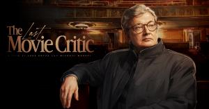 The Last Movie Critic official movie poster featuring a painted portrait of Roger Ebert seated in a theater, directed by Luke Boyce and Michael Moreci.