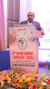 Dr Mohana Rao Patibandla presenting at NeuroBharat Conclave 2026 Varanasi on complication avoidance in deep seated brain lesion surgery
