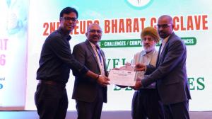 Dr Mohana Rao Patibandla receiving recognition at NeuroBharat Conclave 2026 Varanasi for presentation on deep seated brain lesion surgery and complication avoidance