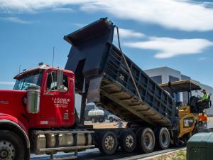 L.A. Barrier & Son Inc. hauling truck